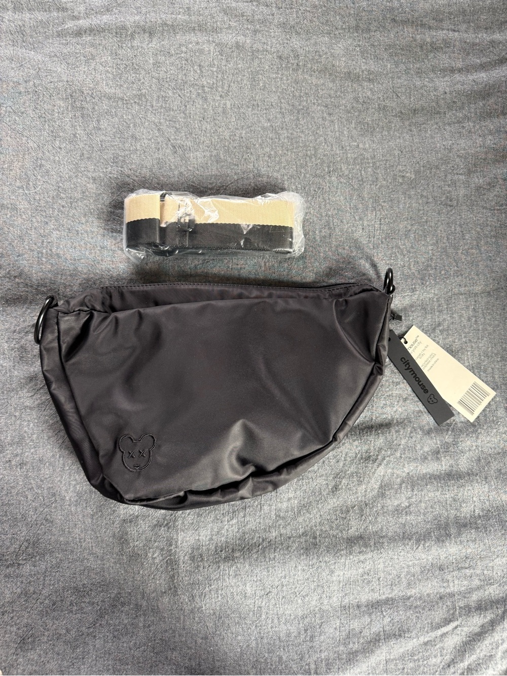 NWT citymouse Black Crossbody Diaper Bag with Removable Strap